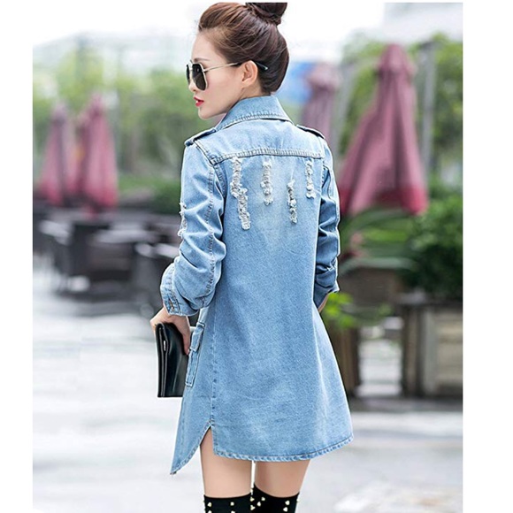 Slim Long Sleeve Denim Outercoat Jacket - Picture 4 of 7